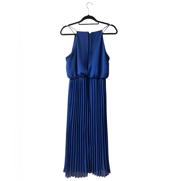 NWT Sam Edelman Blue Pleated Halter Midi Dress - Size 8 - Picture 5 of 11